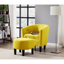 Yellow barrel chair 2024 with ottoman